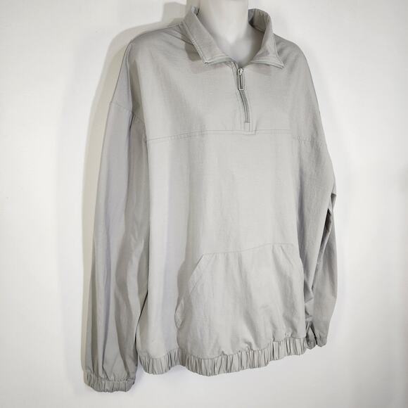 Zara Mens Pullover Jacket L XL Quarter Zip Elastic Hem Long Sleeve Gray Pocket - Picture 5 of 9